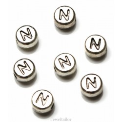 NEW! 1 Letter N Quality Silver Plated Round Alphabet Bead 7mm ~ Ideal For Occasion Name Bracelets, Card Making & Other Craft Activities
